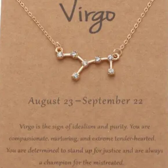 d'Vine Products Jewelry - Virgo Zodiac Pendant Necklace Gold Plated Stainless Steel - Gold